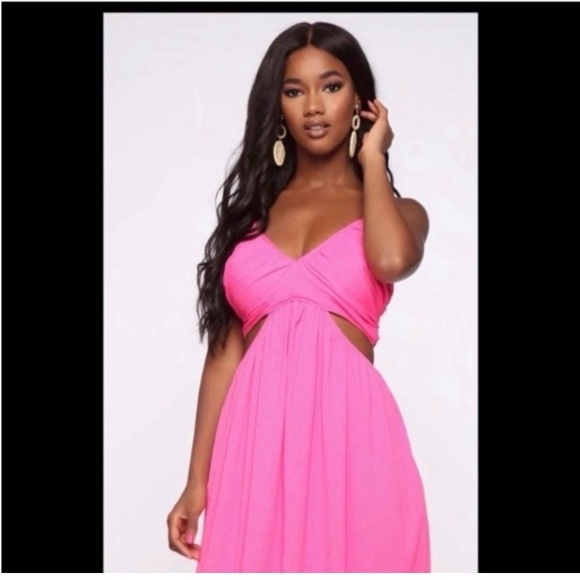 FASHION NOVA Hot Pink Cut Out Maxi Dress - Picture 5 of 10